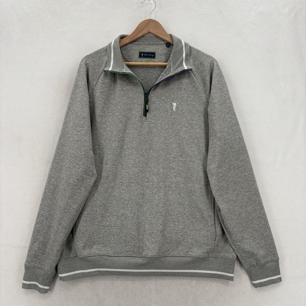 William Murray Pullover Sweater Mens Large Gray 1/4 Zip Raglan Stretch Golf Knit